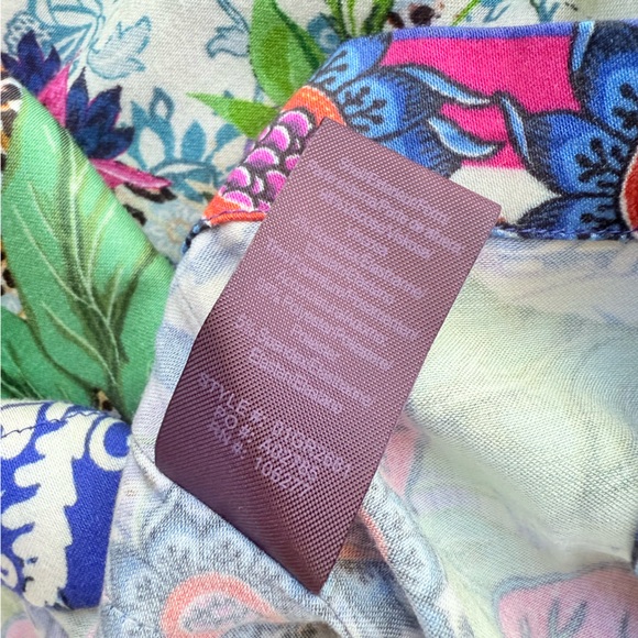 Haley Bob Floral Multicolor Print Stretch Viscose Jersey Tee XS - Picture 9 of 10